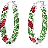 MUYUU Crystal Hoop Earrings for Women, Sparkly Earrings Inside Out Oval Hoop Earrings For Women Fashion Jewelry Gift