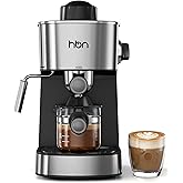 HBN Espresso Machine, 3.5Bar Cappuccino & Latte Maker, 2-4 Cup Stainless Steel Coffee Machine with Milk Frother, 800W Espress