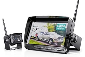 ZEROXCLUB W01 7" Digital Backup System Kit,No Interference,IP69 Waterproof Rear View Camera + 7’’ LCD Wireless Reversing Moni