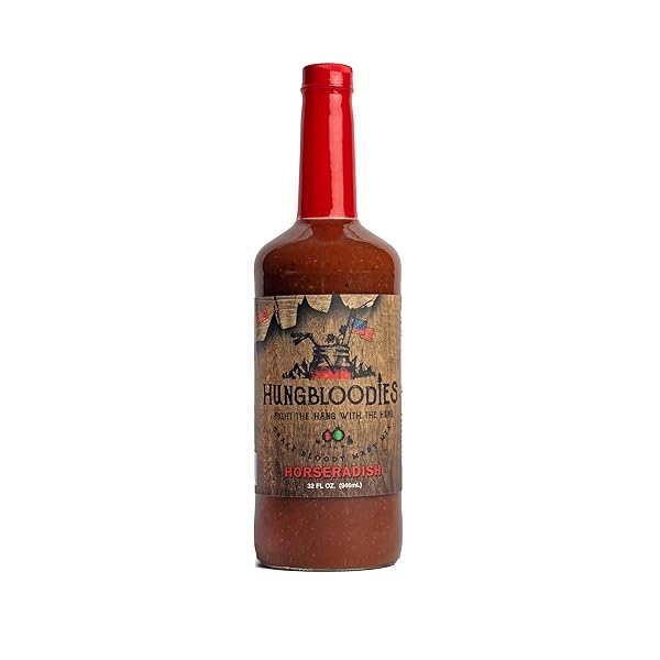 HUNGBLOODIES HORSERADISH CRAFT BLOODY MARY MIX 32 OZ “FIGHT THE HANG WITH THE HUNG”