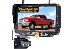 Magnetic Solar Wireless Backup Camera: 7" DVR Portable 1 Min Easy Install Scratch-Proof No Delay Truck Trailer Hitch Rear Vie