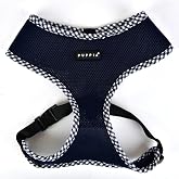 Puppia Vivien Check Dog Harness A (Over-the-Head) Fashionable Mesh Spring Summer Harness for Small Dogs, Navy, Medium