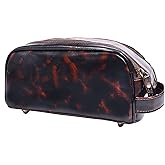 10" Premium Leather Toiletry Travel Pouch With Waterproof Lining | King-Size Handcrafted Vintage Dopp kit By Aaron Leather Goods (Canary Brown)