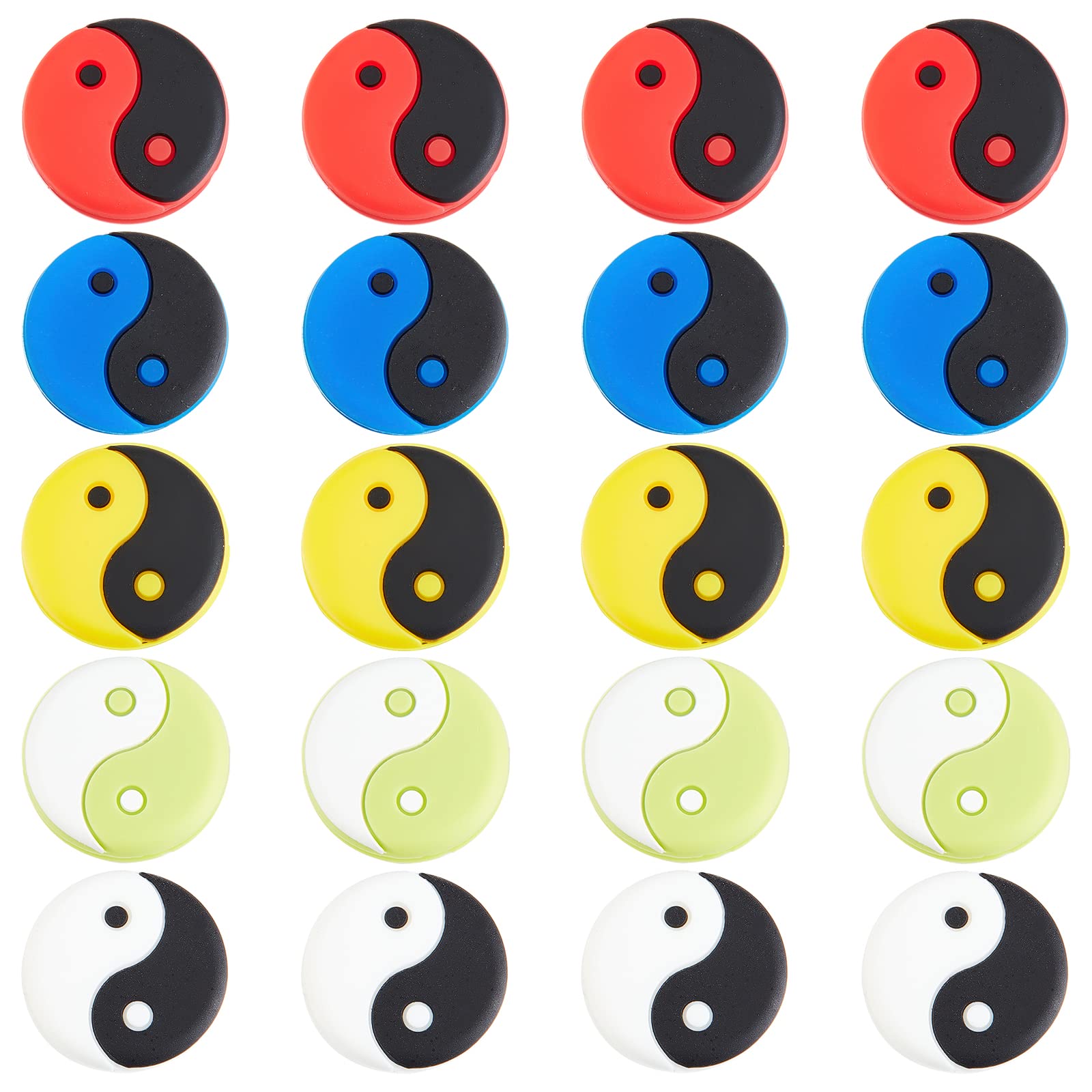 OLYCRAFT 20pcs Tennis Racket Vibration Dampener 1 Inch Yin Yang Tennis Racquet Dampener Soft Silicone Racket Dampener Shock Absorbers for Racquetball Accessories Tennis Player Sports Favor - 5 Colors