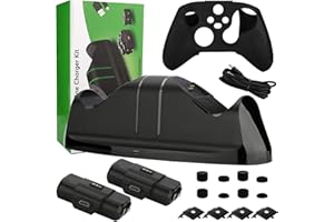 KOFOT Controller Charger for Xbox Series X|S and One, Dual Charging Dock With 2 Battery Packs, 4 Covers, 8 Thumb Caps, Skin and Charging Cord