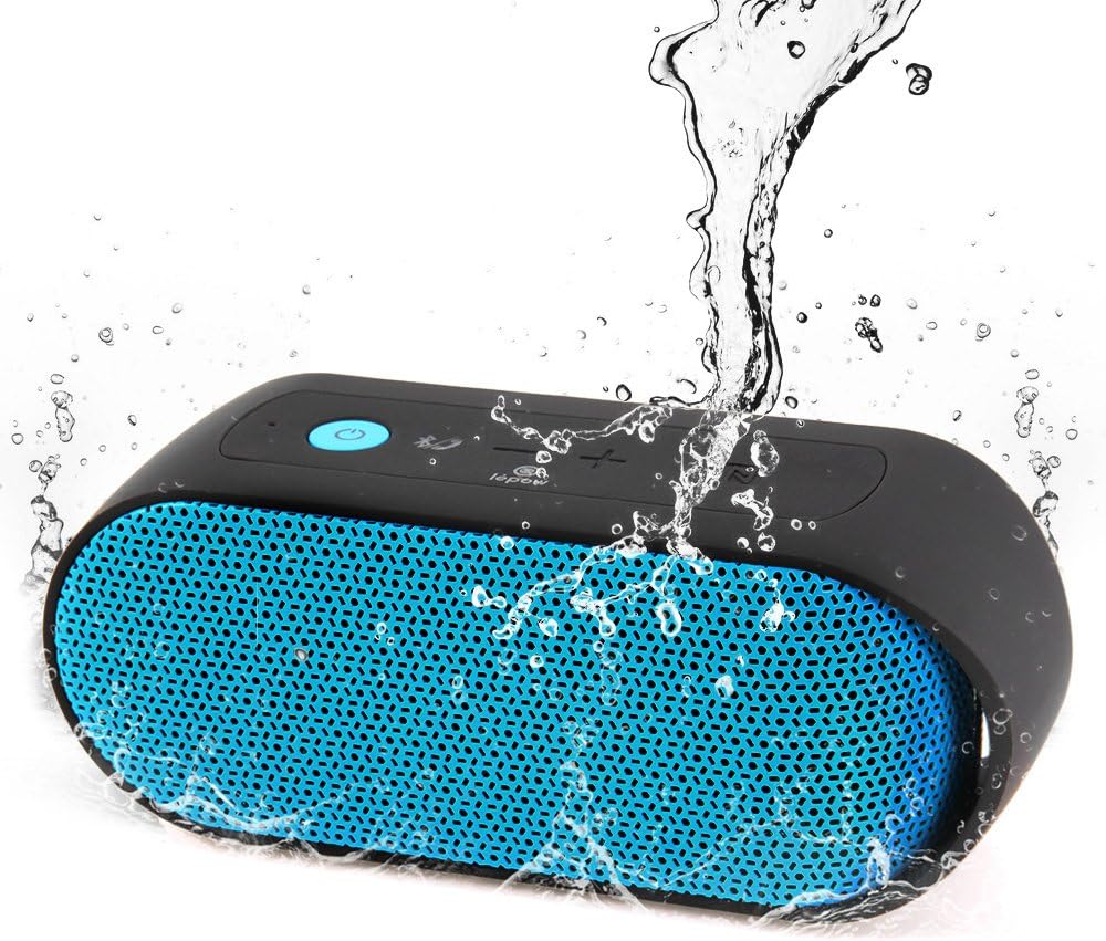 UIUIUS Rain Series Portable IPX6 Waterproof Bluetooth Speaker Enhanced Bass with NFC 10W Output Power Wireless Stereo Outdoor/Shower Speakers Built-in Microphone, 3.5mm Jack, 10-Hour Playtime (Blue)