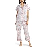 BedHead Pajamas Short Sleeve Cropped Pajama Set Courtyard Blooms LG (US 12-14)