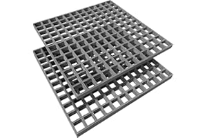 Natotela 2 Pack 19x19in Fiberglass Molded Grating,FRP Grate Panel Grit-Top Surface 1.57x1.57x0.98'' Mesh Square Fiberglass Ba