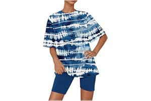Momasggi 2 Piece Outfits for Women Summer Tie Dye Tracksuits Short Sleeve Oversized Tops and Biker Shorts Lounge Workout Sets