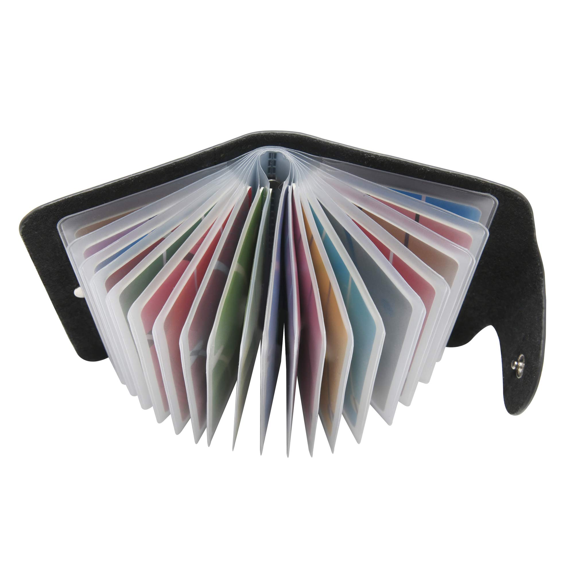 GERIINEER Credit Card Holder Wallet with Removable Plastic Sleeves, Soft Genuine Leather Credit Card Holders for Women Men - 20 Card Slots (Blue)