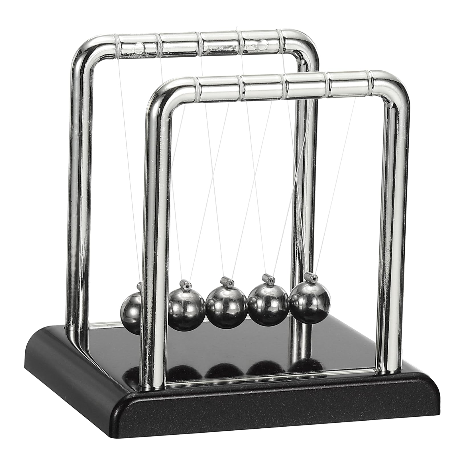 PATIKIL Newtons Cradle, Newton's Cradle Pendulum 5 Balance Balls Desk Toys Gravity Ball Cool Funny for Physics Toys Adults Science Men Office Desk Decor Home Gift, Black, S