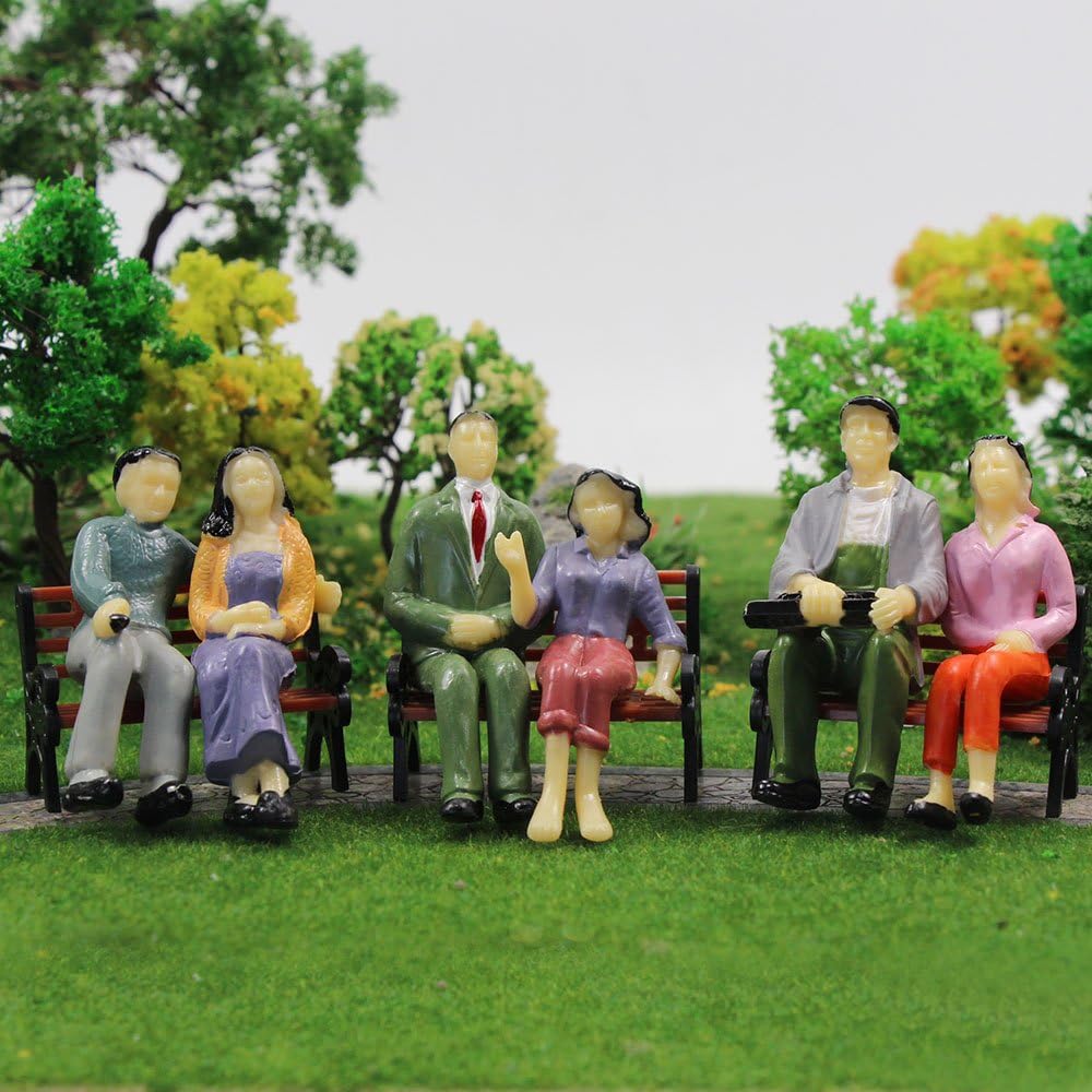 P2525 12pcs Model Trains Architectural 1:25 Scale Painted Figures G SCALE sitting and standing people model railway layout NEW - Image 3