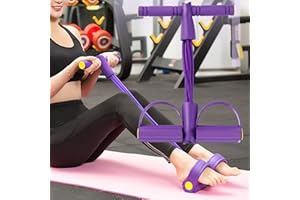 Multi-Function Abdominal Trainer & 6-Tube Elastic Resistance Band with Pedal Puller, Sit-Up Equipment & Bodybuilding Expander, Home Full Body Workout Machine for Yoga, Fitness