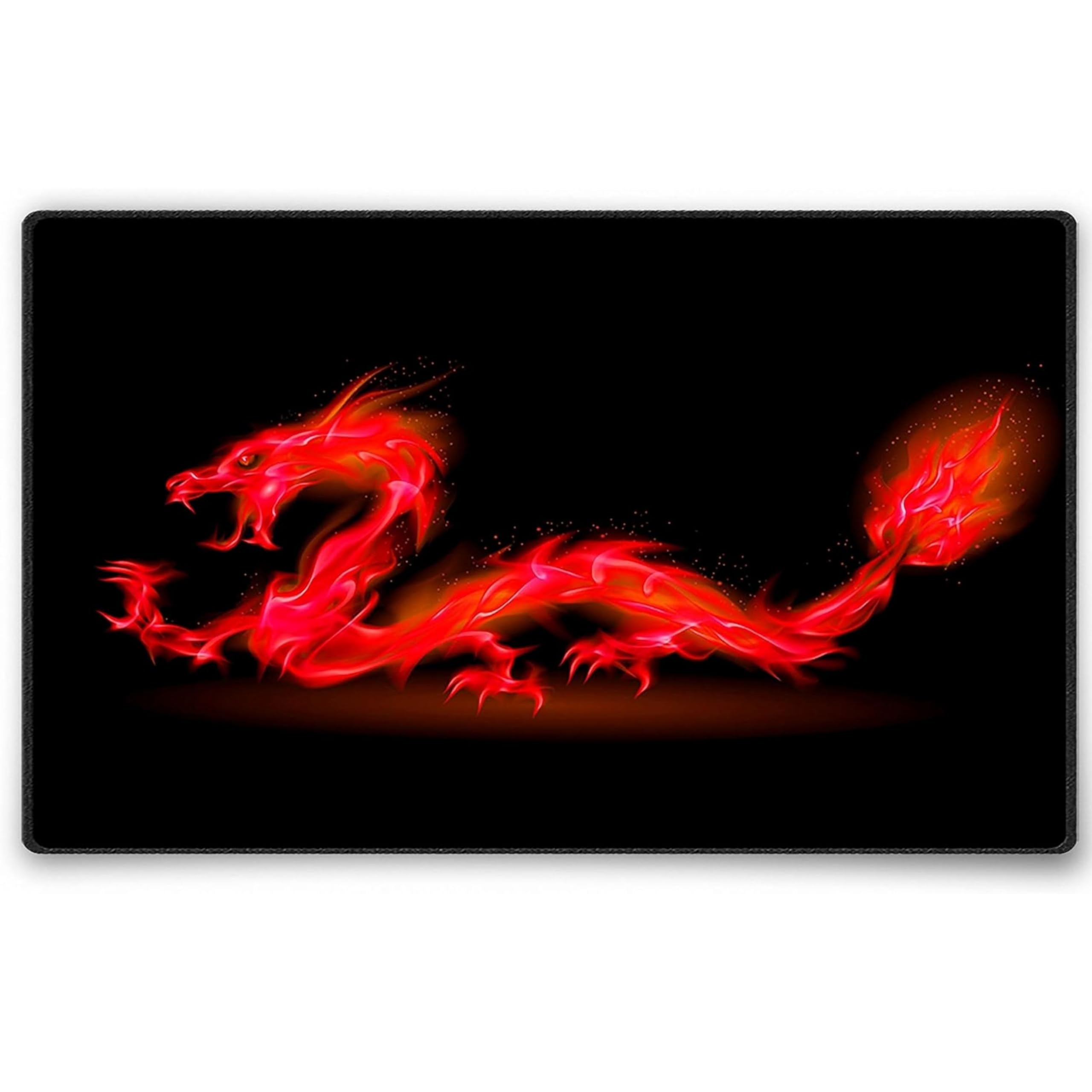 Silent Monsters Mouse Mat Small 10 x 8 inches / 24 x 20 cm, Red Dragon, Stitched Edges, washable & rollable Mouse Pad, Gaming Home Office Mousemat, Mousepad non-slip & quiet, Desk Mat