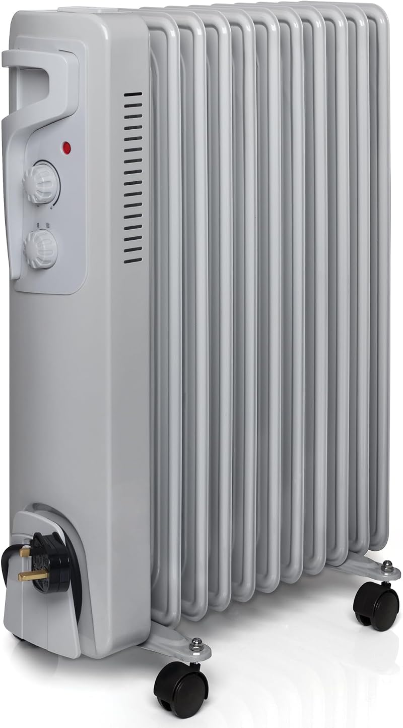 Futura 2500W Oil Filled Radiator 11 Fin Free Standing Heater UK Plug