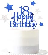 Pargleev Glittery Royal Blue 18th Cake Topper Star Boys Girls 18th Birthday