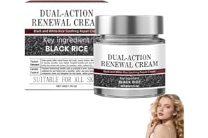 Dual-Action Renewal Cream, Black And White Rice Soothing Repair Cream, Face Moisturizer - Improves Moisture Skin Barrier for 