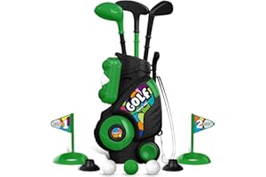 Liberry Toddler Golf Set for Boys Girls Age 2 3 4, Upgraded Kids Golf Cart with Shoulder Strap Design, Outdoor Indoor Sports Christmas Toys for Birthday Gift, Black