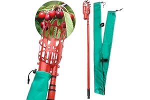 YFLCFCX 10.5FT Fruit Picker, Telescoping Fruit Picker Pole Tool with Basket and Small Fruit Conveyor Belt, 43''-126'' Adjustable Twist-On Fruit Picking Tool for Pecan Cherry Acorn Apple Mango Tree Picker
