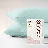 Mayfair Linen Pillow Cases Queen Size Set of 2-800 Thread Count 100% Egyptian Cotton Pillowcases Standard Size, Silky Soft, Sateen Weave Luxury Hotel Bed Pillow Covers for Sleeping - Sea Foam