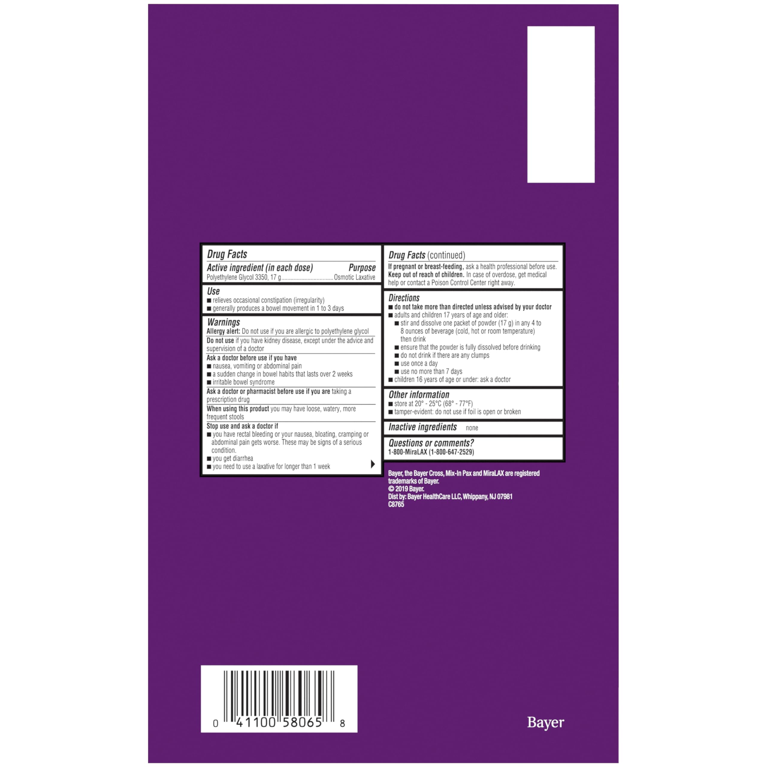 MiraLAX Gentle Constipation Relief Laxative Powder, Stool Softener With