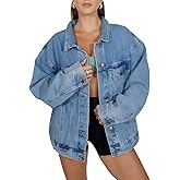 LifeShe Oversized Jean Jacket for Women Trendy Spring Boyfriend Denim Jackets Loose Shacket Coats 2026