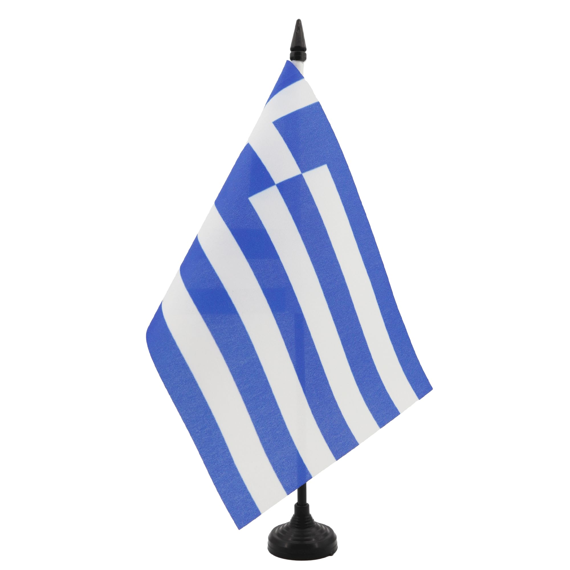 AZ FLAG Greece Table Flag 5'' x 8'' - Greek Office Decoration 100% Polyester 21 x 14 cm - Mini Desk Flag with Pole and Black Plastic Base