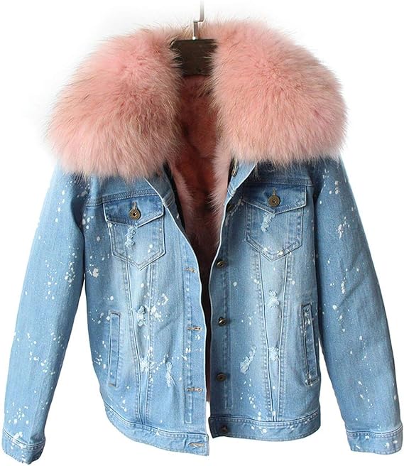 denim jacket with real fur