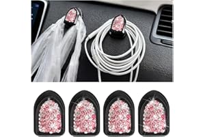 TSUGAMI 4PCS Bling Car Mini Hooks, Crystal Rhinestone Small Self-Adhesive Vehicle Dash Board Storage Hanger for Key Cable Mas
