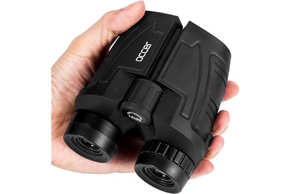 Occer 12x25 Compact Binoculars for Adults and Kids - Large Eyepiece Waterproof Binoculars for Bird Watching - High Powered Easy Focus Binoculars with Low Light Vision for Outdoor Hunting Travel