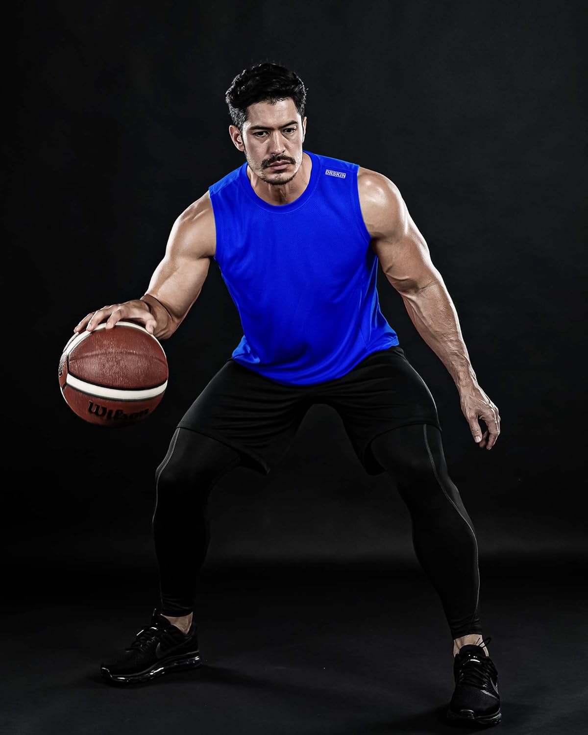DRSKIN Men's 3 Pack Dry Fit Muscle Tank Tops Mesh Sleeveless Gym Bodybuilding Training Athletic Workout Cool Shirts: Clothing