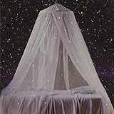 Bed Canopy with Fluorescent Stars Glow in Dark for Baby, Kids, Girls Or Adults, Starry Night Mosquito Net Cover The Baby Crib