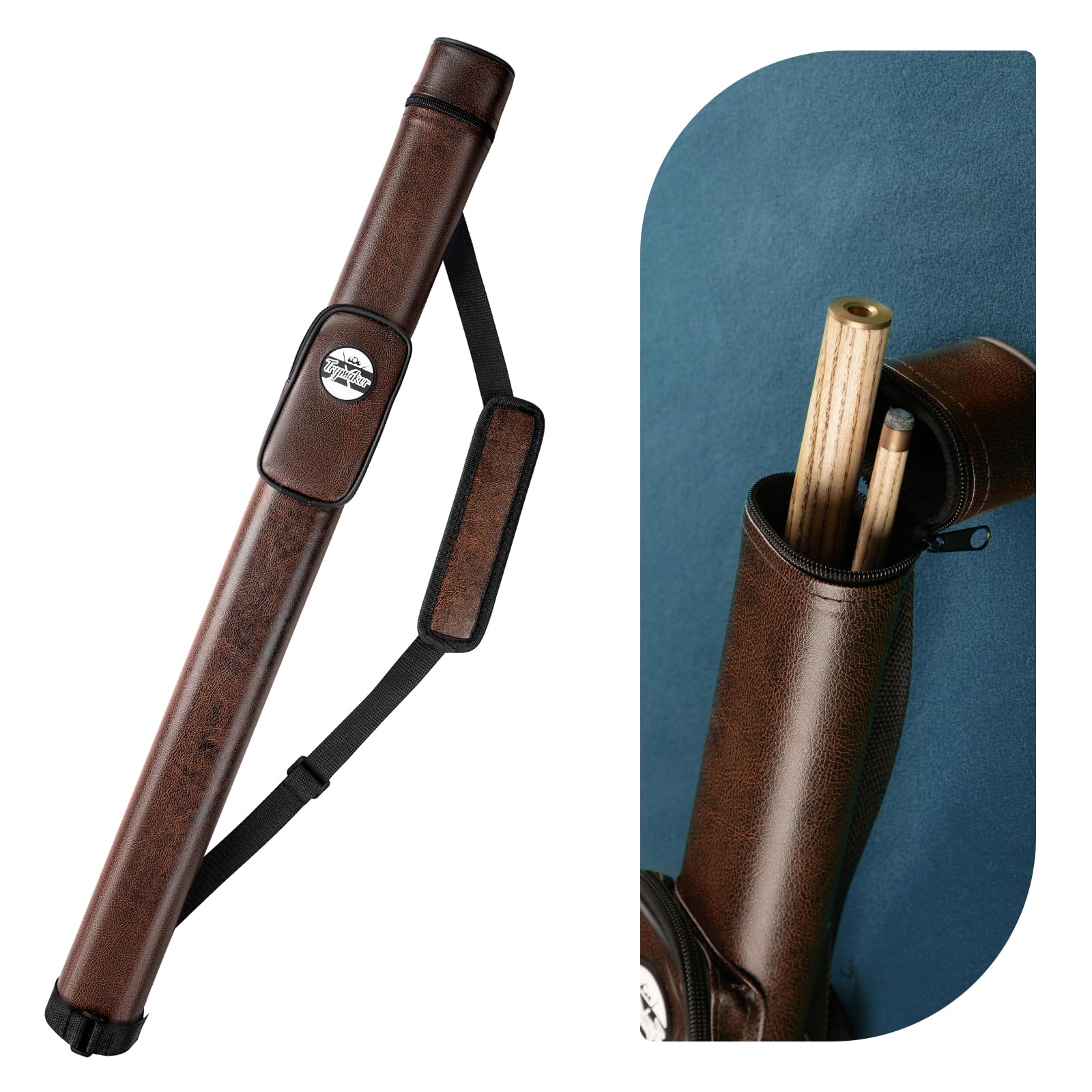 Trymaker Snooker Cue Case, 1×1 Hard Pool Cue Case Holds 1 Complete of 2-Piece Cue (Not for 3/4 Cues), Made of Faux Leather Snooker Accessories