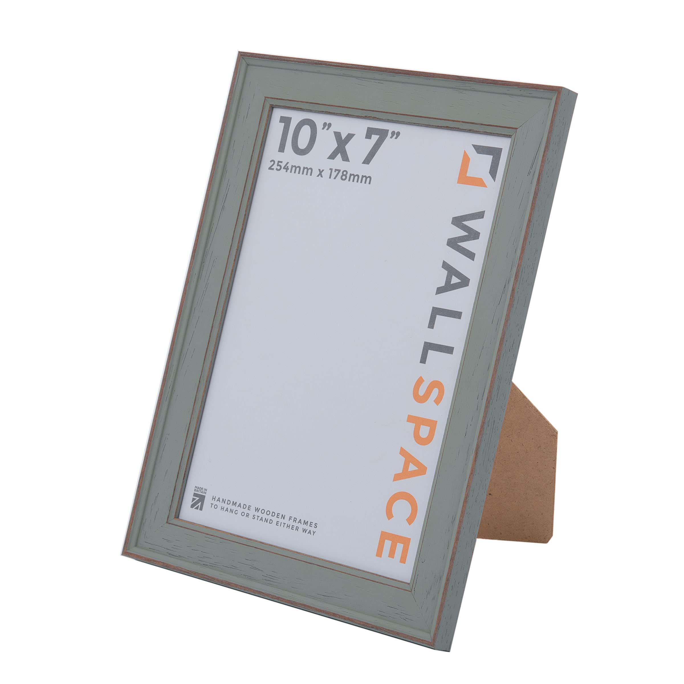 Wall Space Shabby Chic 10x7 Green Picture Frame | Green 7x10 Photo Frame | 10 x 7 inch | 254x178mm | 25.4x17.8cm | Solid Wood Wooden with Real Glass | Handmade in UK — image 1