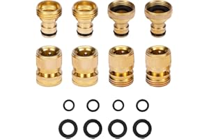 Garden Hose Quick Connect Solid Brass Garden Hose Connector Water Hose Connectors Easy Connect Fittings Standard 3/4 inch GHT