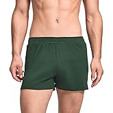 HEAVYWOOD Mens Pajamas Shorts 3 Inch Cotton Lightweight Lounge Active Workout Shorts Sleep Bottoms with Slight Stretchy (Dark Green, S)