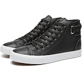 yageyan Men high top Sneakers for Casual PU Leather Fashion Shoes for Men | Black Comfortable Lace UP Shoes for Mens White Sneakers