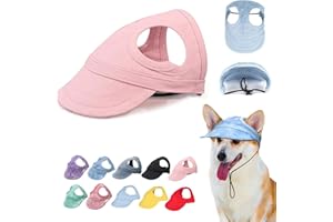 MGLNRY Outdoor Sun Protection Hood for Dogs, Adjustable Dog Sun Protection Baseball Hat Cap, Pet Baseball Hat Cap Visor Sunbonnet Outfit with Ear Holes for Dogs (Pink, Medium)