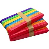 WISYOK 120 Pcs 6" Jumbo Popsicle Sticks, Rainbow | Craft Sticks for Kids Education, Art Projects, School Projects, Classroom Activities, DIY