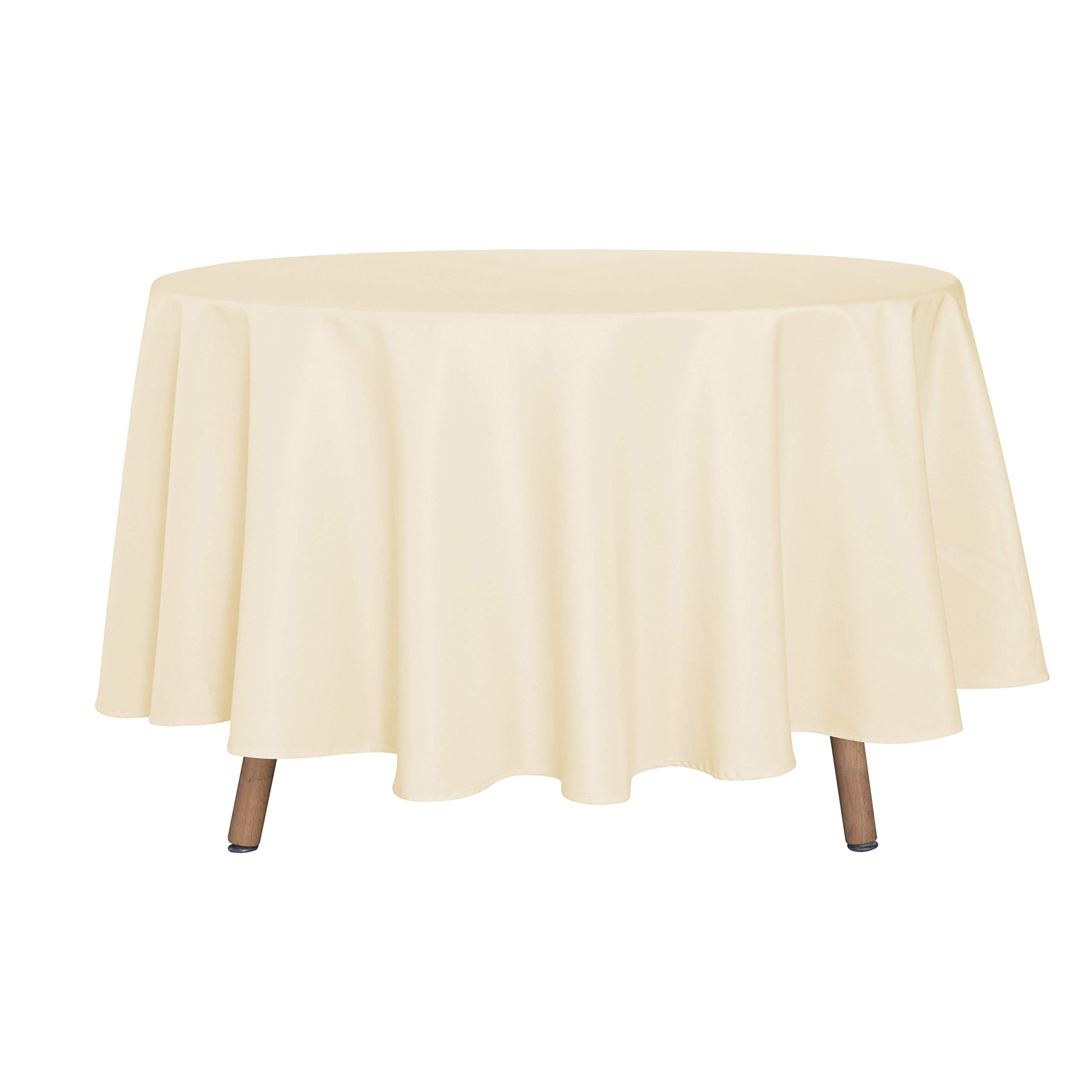 sancua Round Tablecloth - 90 Inch - Water Resistant Spill Proof Washable Polyester Table Cloth Decorative Fabric Table Cover for Dining Tables, Buffet Parties and Camping, Beige