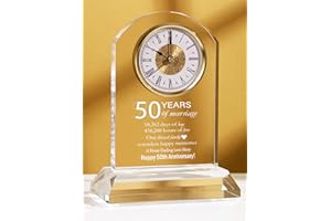 DEEWISH 50th Wedding Anniversary Clock, Best Gifts Ideas for Couple Parents Wife Husband Golden 50 Years of Marriage for Him Her