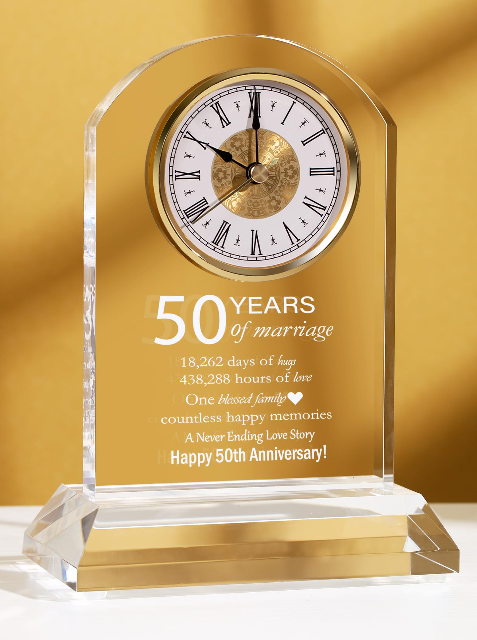 DEEWISH 50th Wedding Anniversary Clock, Best Gifts Ideas for Couple Parents Wife Husband Golden 50 Years of Marriage for Him Her