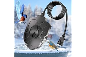 Jvgoo 100W Bird Bath Heater, Birdbath Heaters for Outdoor Bird Bath Water Heater in Winter Submersible Thermostat Control, Heated Bird Bath Deicer for Outside Bird Chicken Poultry Livestock (Black)