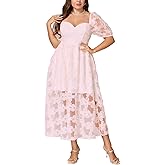 EYWOL Women's Cocktail Formal Guest Dresse 3D Lace Sweetheart Neckline A Line Maxi Dresses