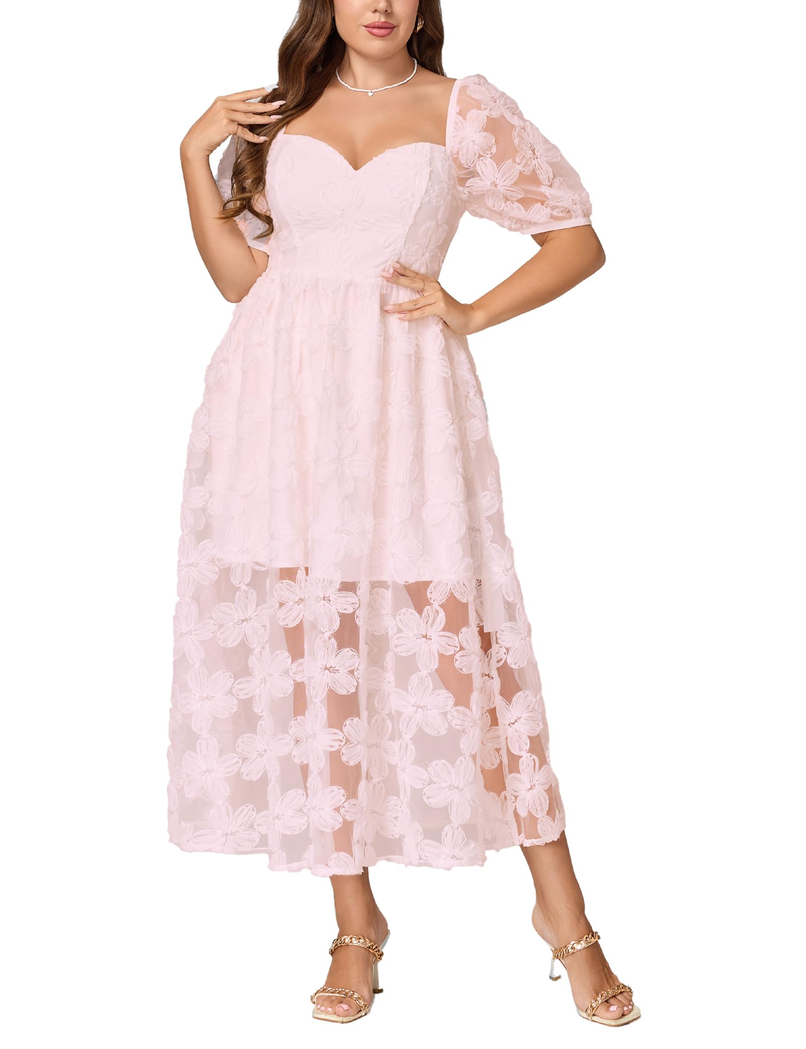 Photo 1 of Women's Formal Dresses for Wedding: Plus Size Pink Dresses for Women - Plus Size Light Pink Cocktail Dress for Women Party - Mother of Bride Guest Dress