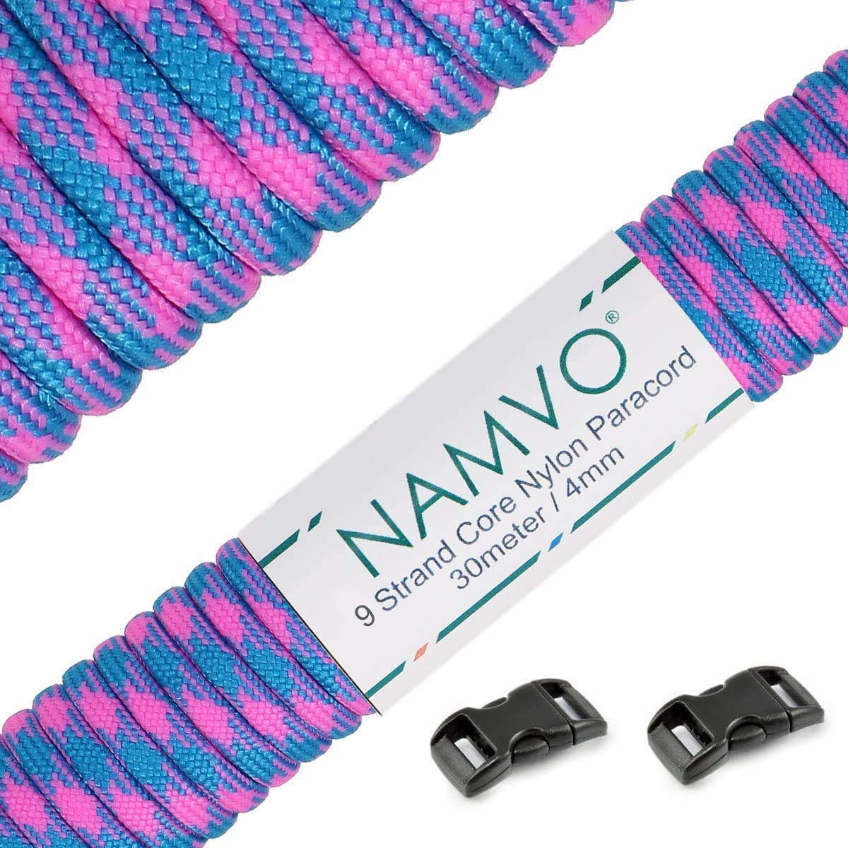 Namvo 100 Feet, 9 Inner Strands, Strong Breaking Strength, 4mm Diameter 550 Paracord Mil Spec Type III Nylon Parachute Cord