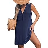 CUPSHE Women Swimsuit Cover Up Sleeveless Waffle Knit Summer Mini Beach Coverup Dress