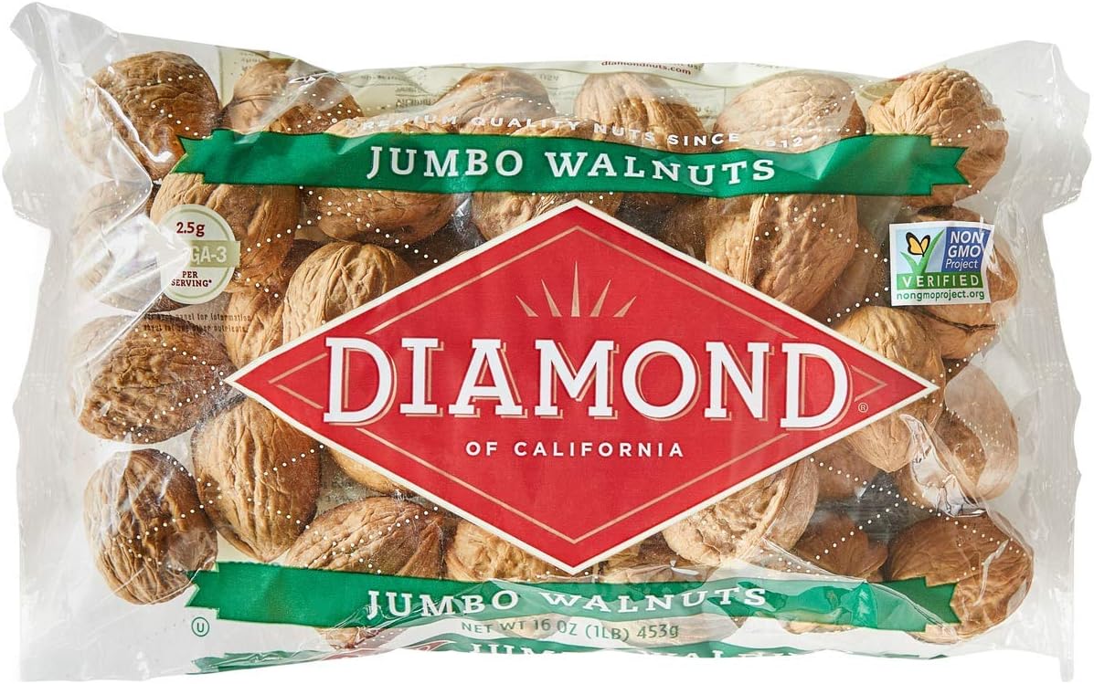 Diamond of California, Jumbo Walnuts In-Shell, 16 Ounce Bags (Pack of 8)