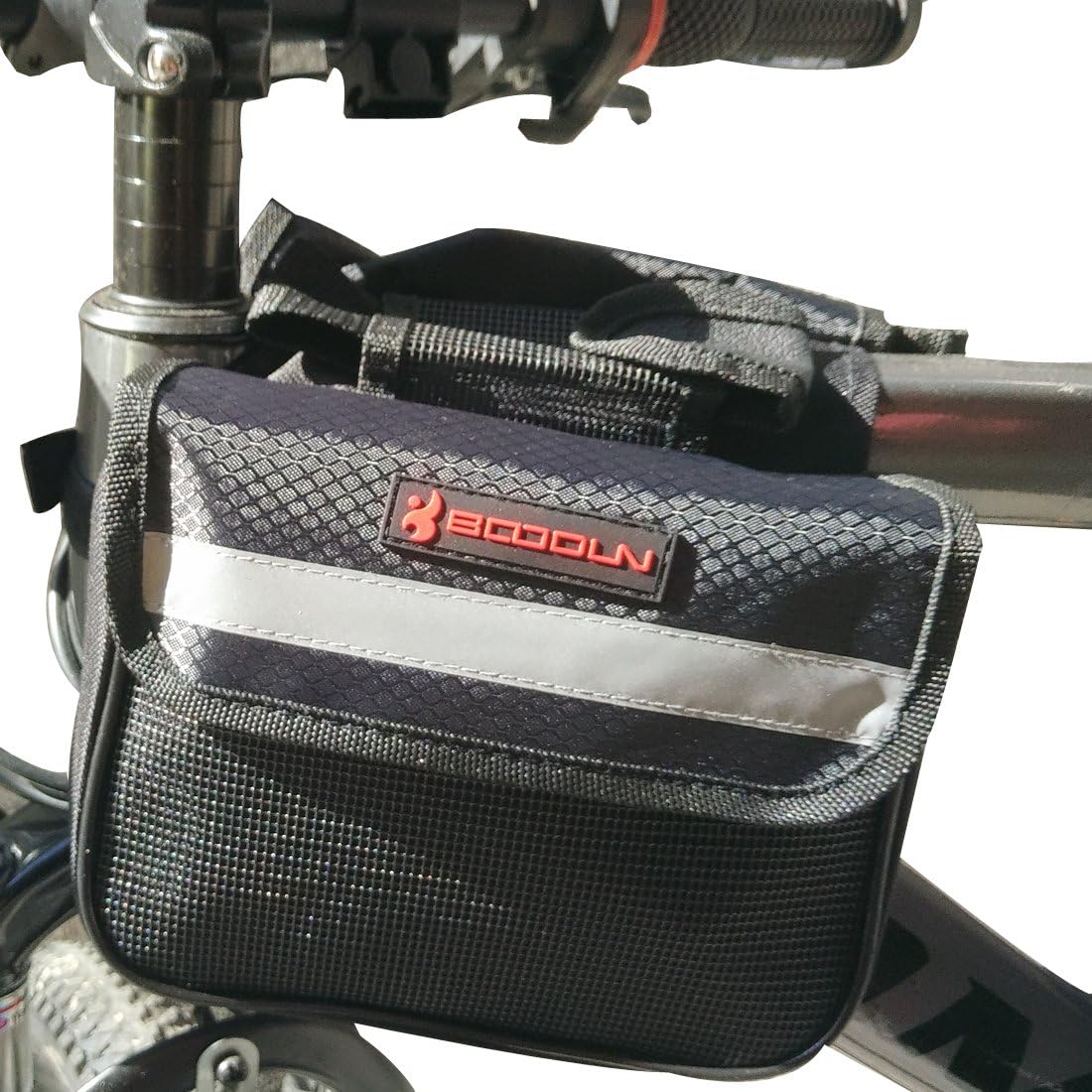 Bike Frame Bag , Front Top Tube Pouch Triangle Saddle Canvas Pannier Basket Mountain Bicycle Cycling Beam Packages Black