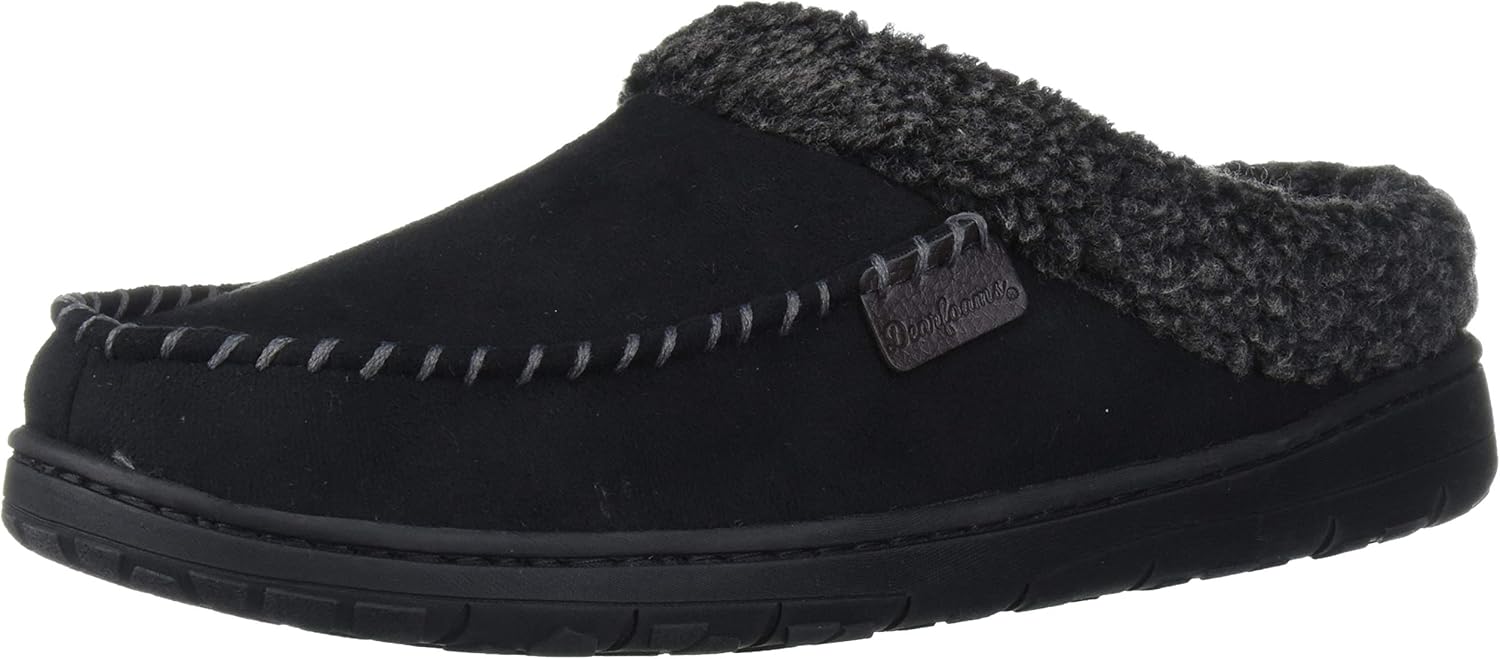  | Dearfoams Men's Microfiber Suede Clog with Whipstitch Slipper | Slippers